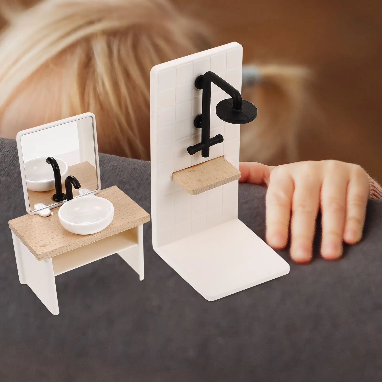 1 Set Dollhouse Miniature Simulation Washbasin Tub Toilet Model Furniture Accessories For House Bathroom Decor Kids Toys