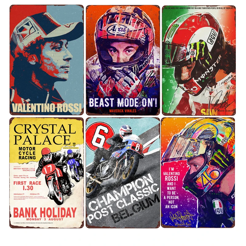 

Motorcycle Racing Champion Post Classic Poster Vintage Wall Tin Sign Decor Motor Rider Metal Signs Garage Bar Tin Plate Decor