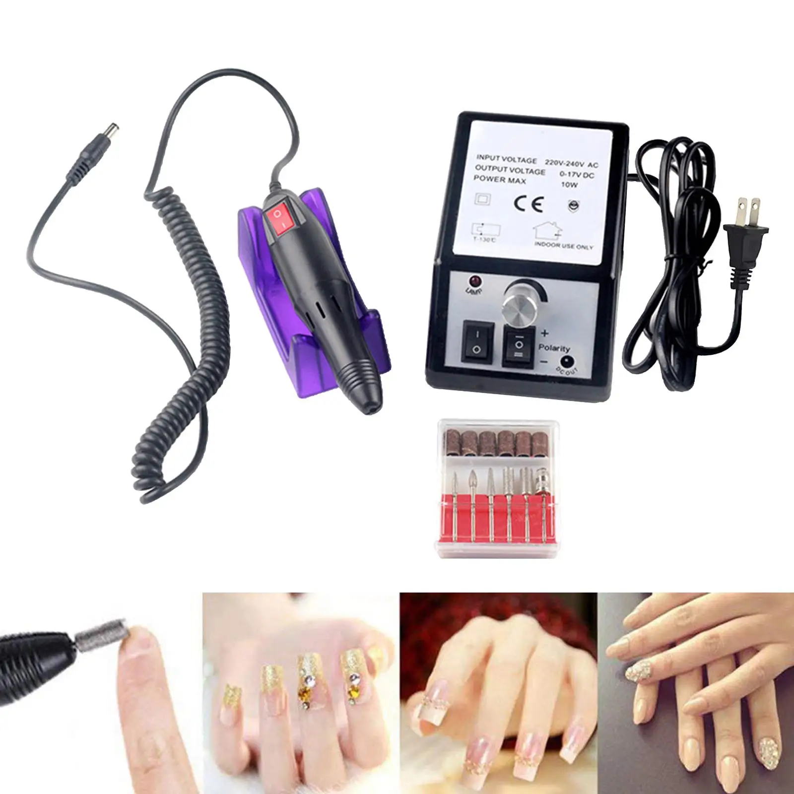 Broca elétrica para unhas pro, 20.000 rpm, ferramentas para moedor de manicure para unhas acrílicas com conjunto de brocas para unhas