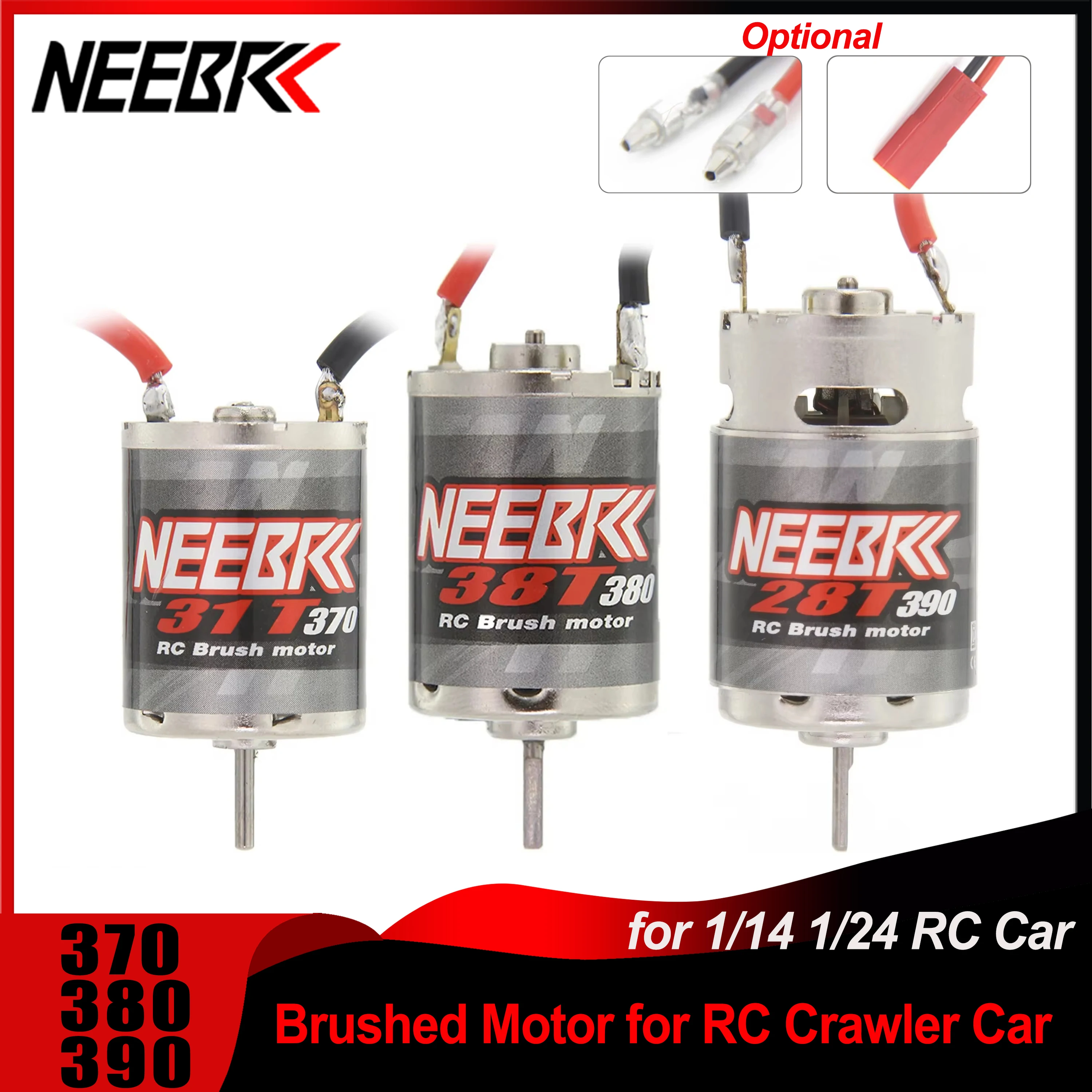 

NEEBRC 370 380 390 Stainless Steel Brushed Motor for 1/10 1/12 1/14 1/16 1/24 RC Crawler Car Monster AXIAL SCX24 B17 TAM54393