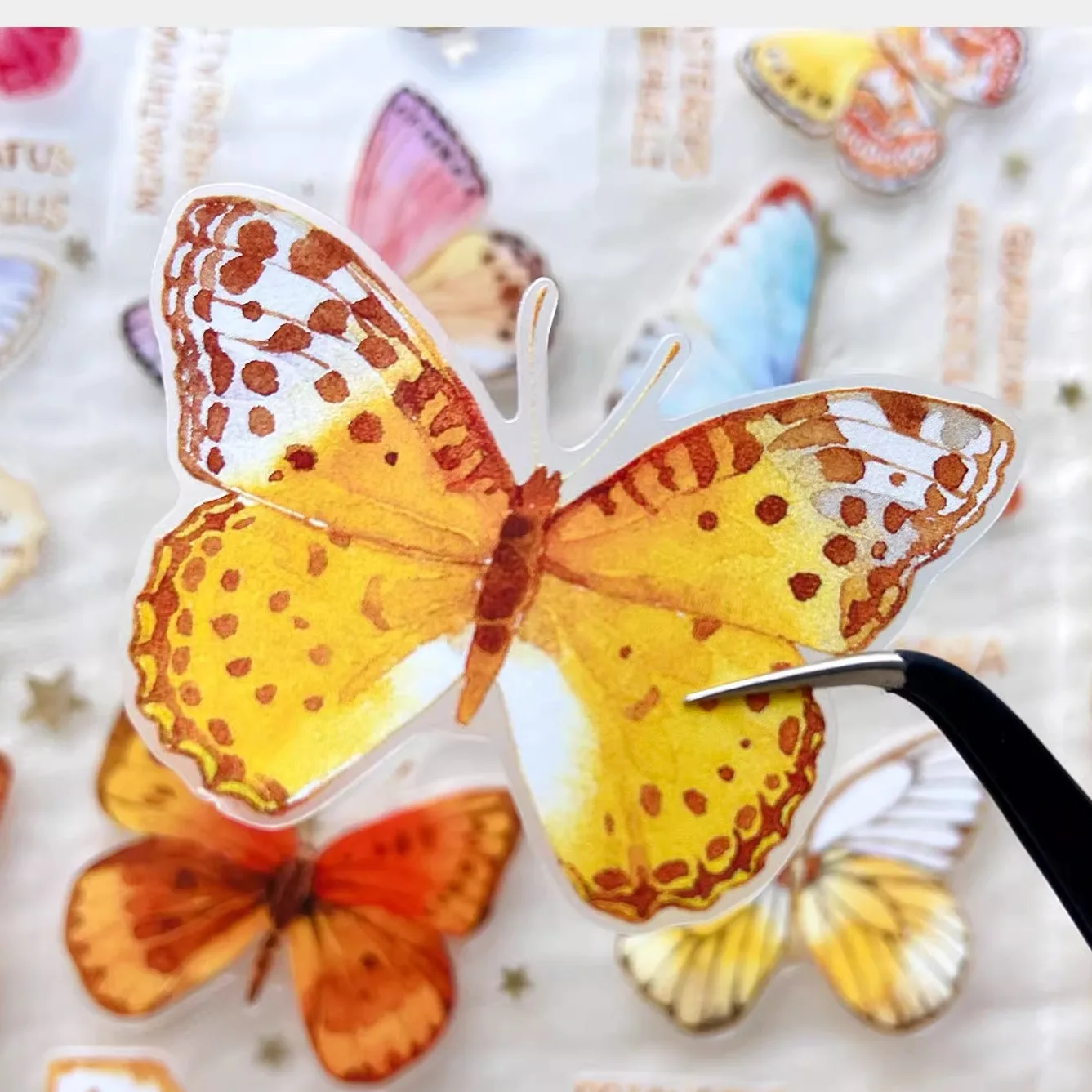 Xing Studio PET اشي الشريط يموت قطع الفراشة التوضيح بلطف الرجعية، فراشة ملصقات الزخرفية للمجلات،