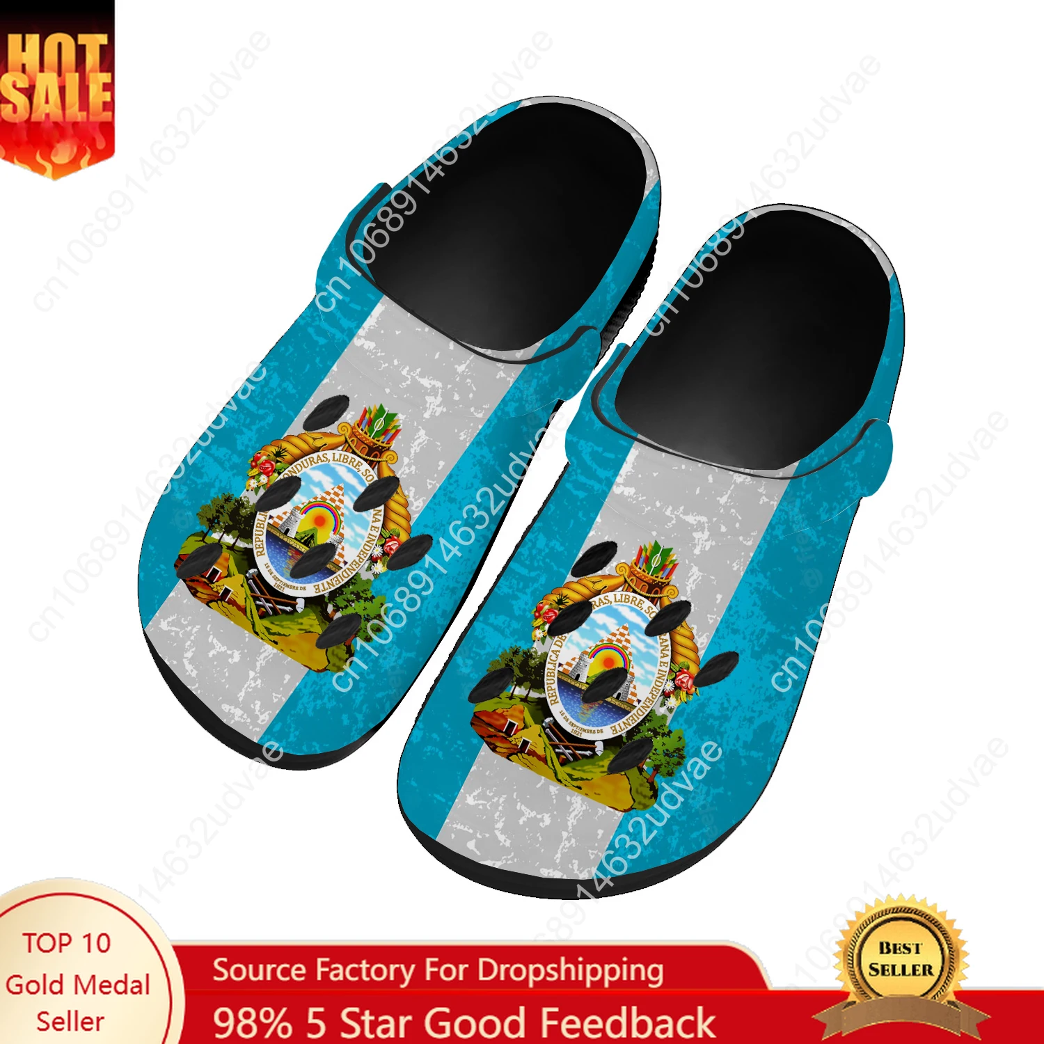 

Honduras National Flag Water Shoes Men Women High Quality Home Garden Clogs Customizd Sandals Beach Breathable Hole Slippers