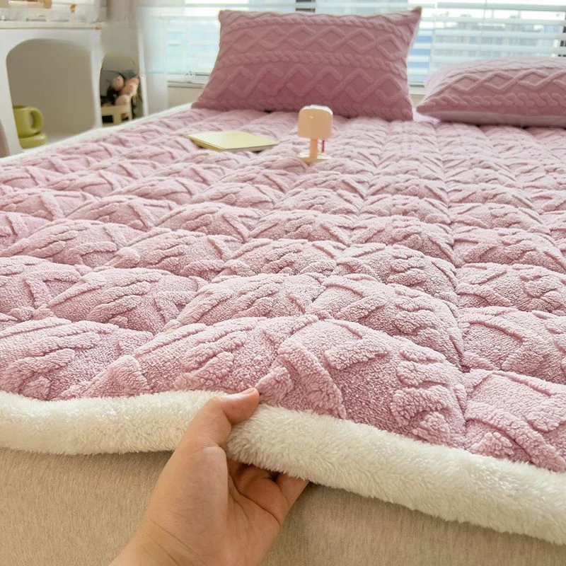 

Winter Warm Thicken Flannel Mattress Toppers Home Dormitory Soft Foldable Queen Bed Sheet Quilted Thin Tatami Mat Mattress Cover