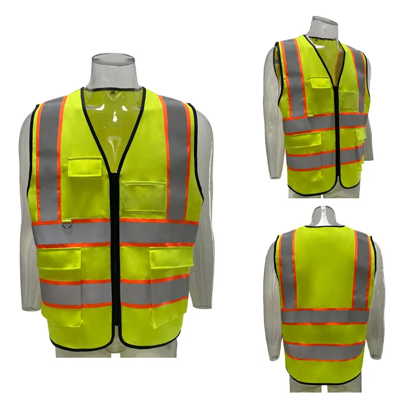 KA-D01 Safety Reflective Vest Construction Multi-pocket Reflective Jacket Multi-function Warning