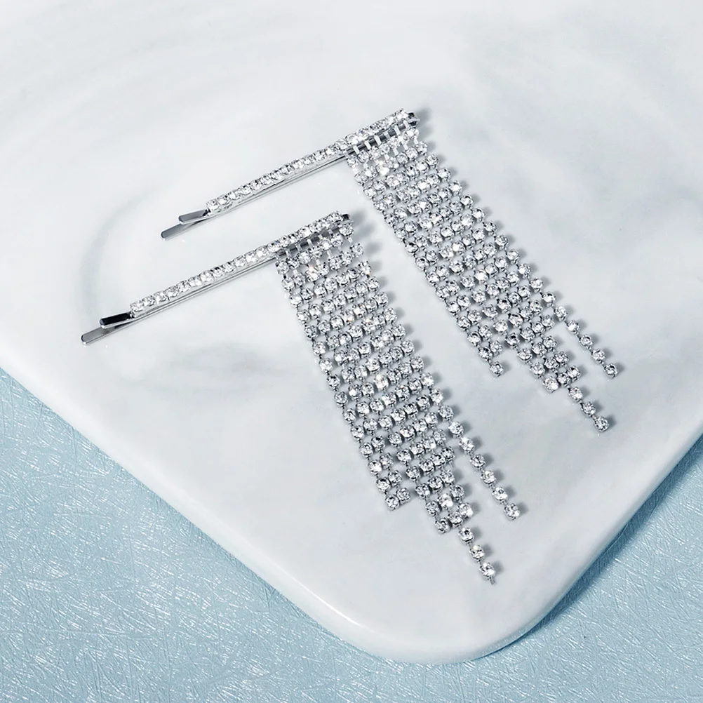 

1Pair Stylish Tassels Hairpins Alloy Hair Clip for Weddings Parties Engagements Dances Woman Fringe Hair Accessories