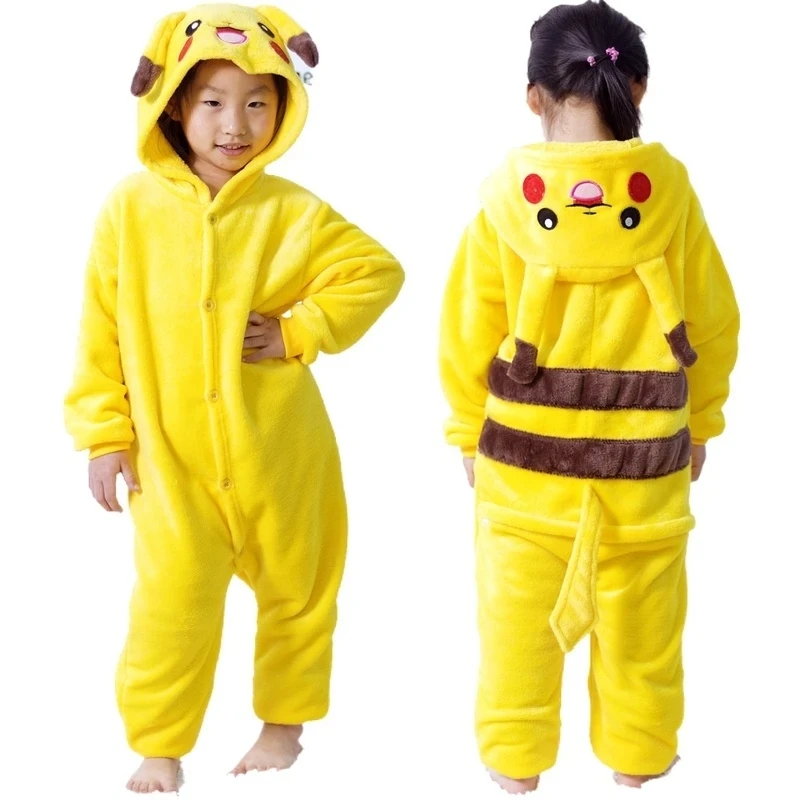 Pokemon Pikachu Anime Plush Flannel Pajamas Pokemon Figures Boys Girls Cartoon Costume Suit Home Clothes Casual Children GiftToy