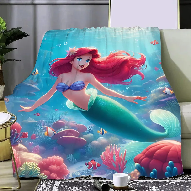 Disney Mermaid Princes Ariel Printed Blanket Picnic Blankets Warm Blanket Soft and Comfortable Blanket Home Travel Birthday Gift