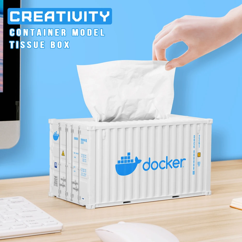 Creativity Shipping Container Model docker Home Desktop Decoration Tissue Box Office Supplies Storage Box Pen Holder LOGO Custom