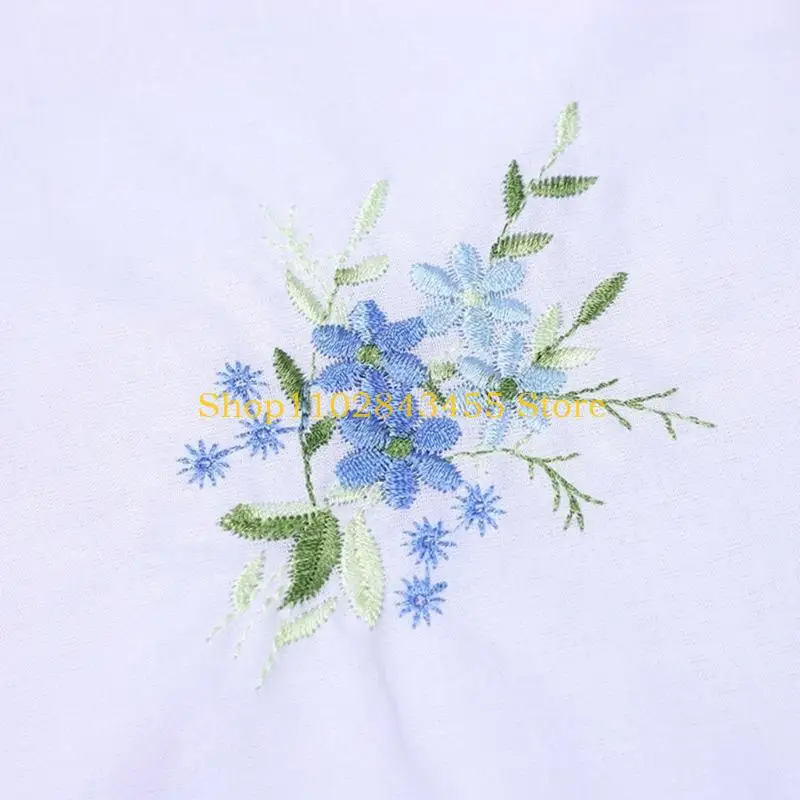 49MC 3 قطعة مناديل امرأة شؤون السفر التطريز زهرة Hankie الأعمال المناديل للكبار السفر التسوق #5