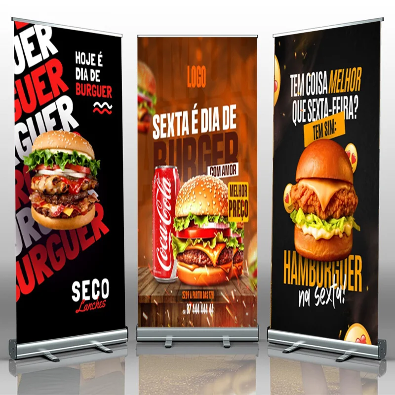 Expositor Enrollable, Banner Publicitario Enrollable, Banner Retráctil de Aluminio, Soportes para Banners Enrollables