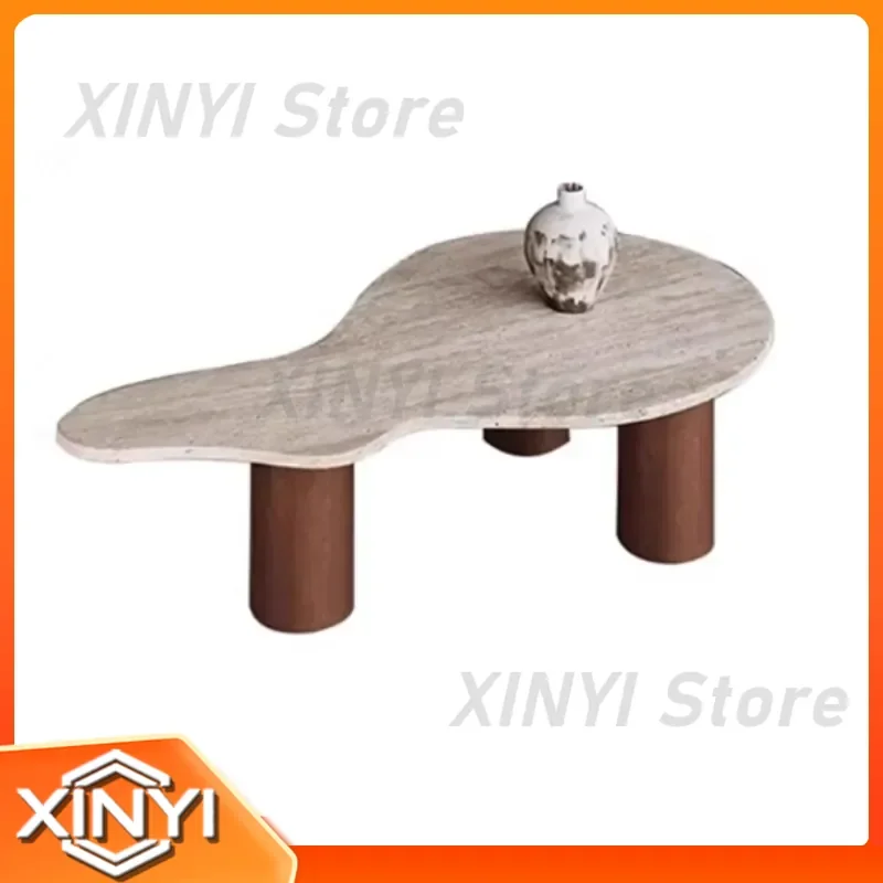 for Wabi Sandy Wind Natural Travertine Special-shaped Coffee Table Minimalist Designer Living Room Side Table Bed and