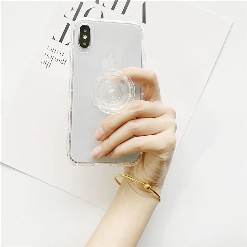 Transparent Folding Expanding Lazy Bracket Mobile Phone Stand Grips Holders Blank Silicone Hard Griptok For Iphone Huawei Xiaomi