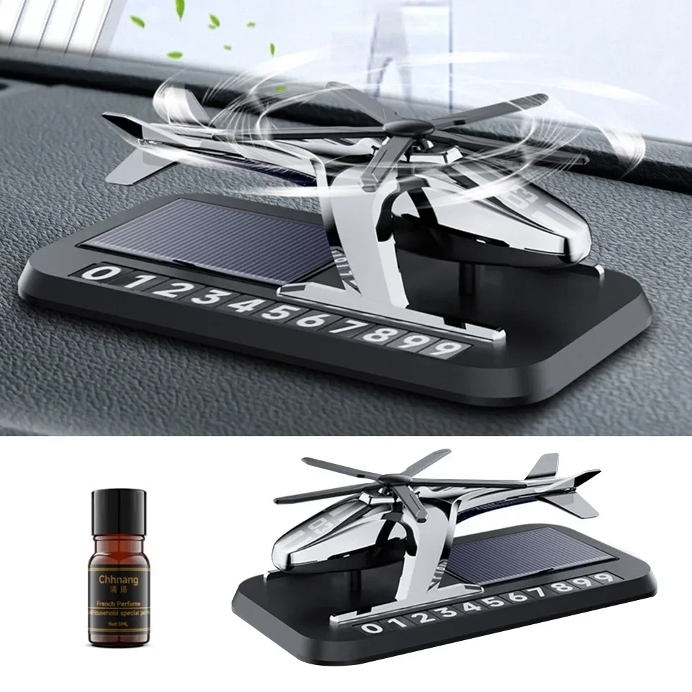 Solar Car Air Freshener With Hidden Phone Plate Helicopter Styling Propeller Perfume Diffuser Auto Novelty Fragrance Accessories