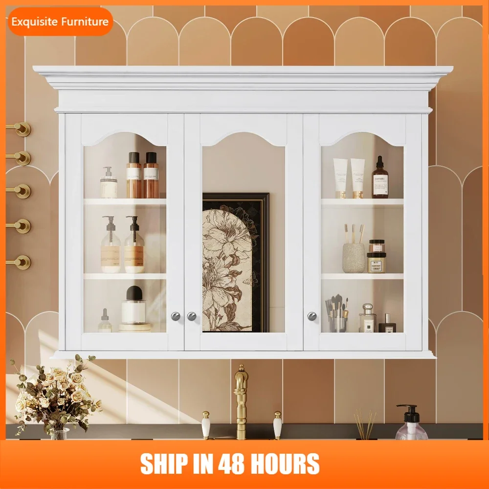 

40" Medicine Cabinet with Mirror, Bathroom Storage Cabinet with Mirror Door and Shelves, Wall Mounted Bathroom Cabinet