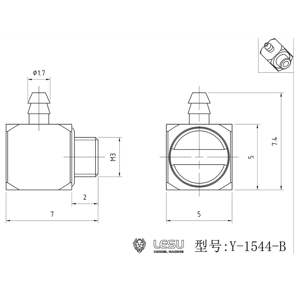 LESU-Buse M3 en acier inoxydable pour tuyau d'huile hydraulique, 2-1mm, RC 1/14 1/12, camions à benne basculante, EbLoader, véhicules de construction