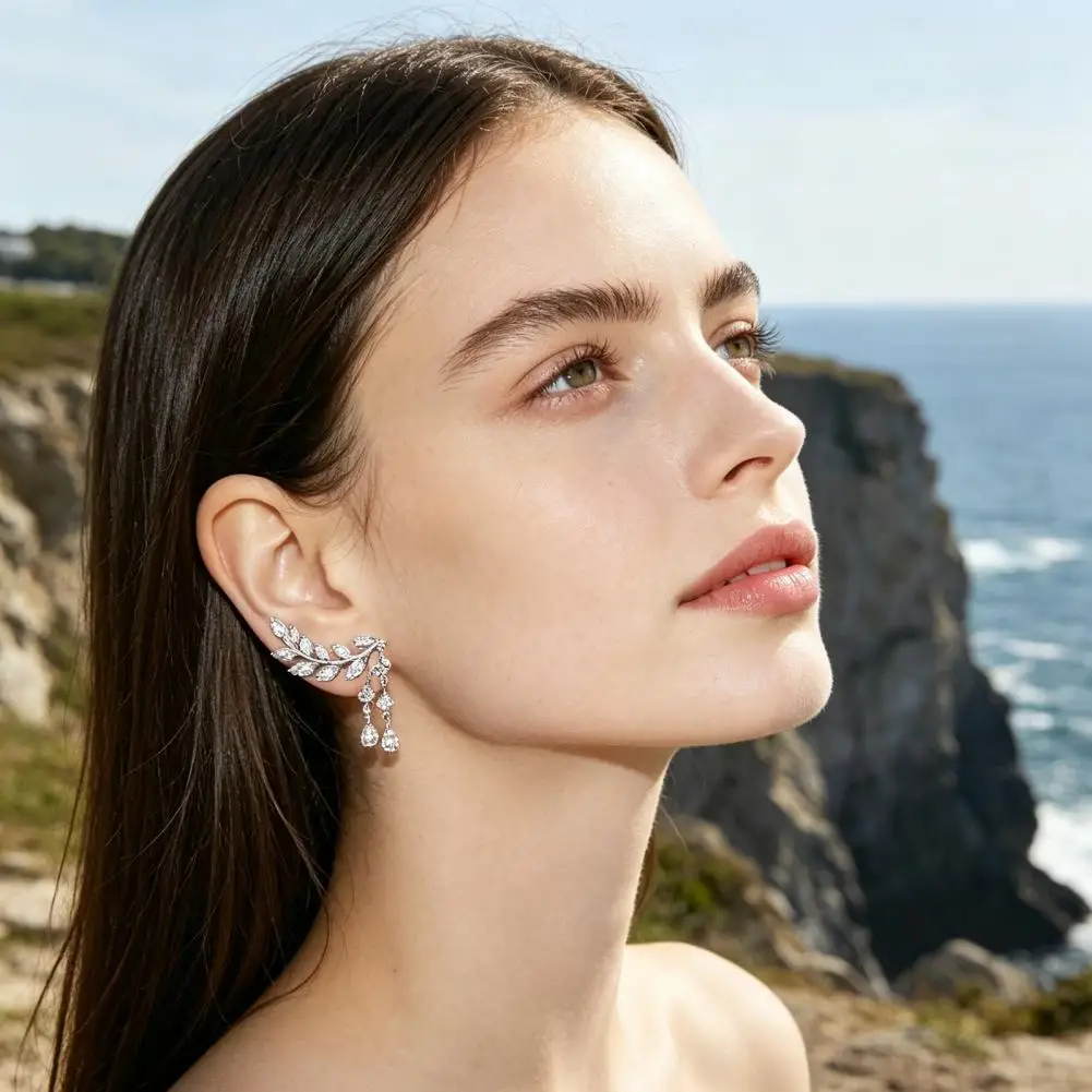 Tassel Drop Earrings, with Leaf Branch Design, Silver Rose Gold Comfortable Wear Earrings, Versatile Durable Jewelry for Women