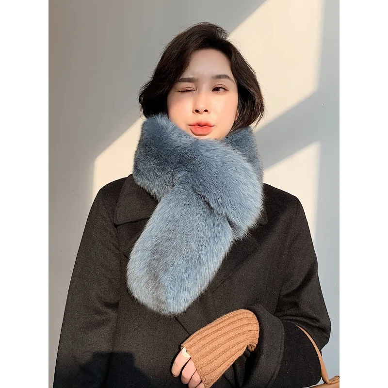 Winter  versatile women's double-sided whole leather fox hair scarf real hair thickened warm fur big scarf hair collar