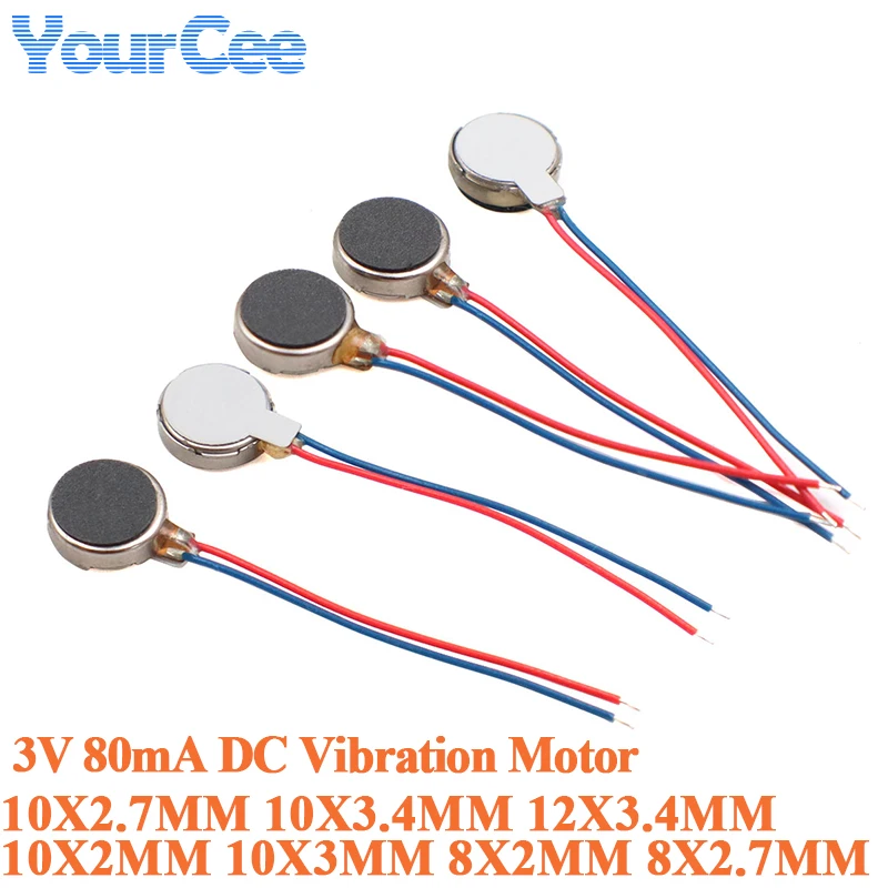 20pcs/1pc 3V 80mA Micro DC Vibration Motor 12000rpm 0820/0827/1020/1027/1030/1034/1234 for Phone Coin Flat Motor
