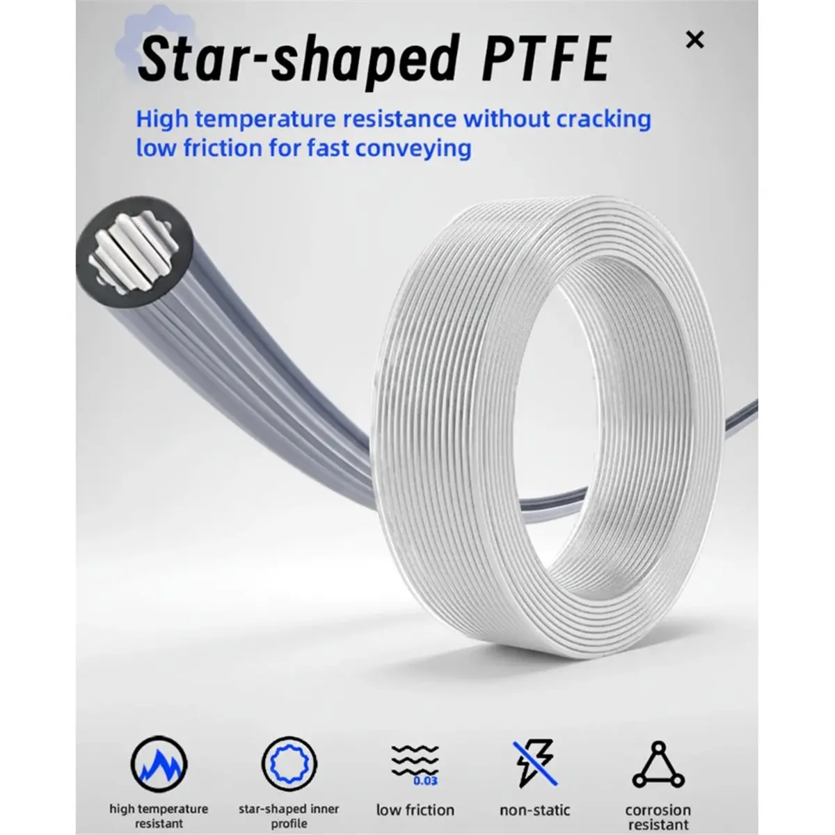 Tubo de PTFE de materiais em forma de estrela 4 mm OD Impressora 3D DIY ultramacia para -10 m