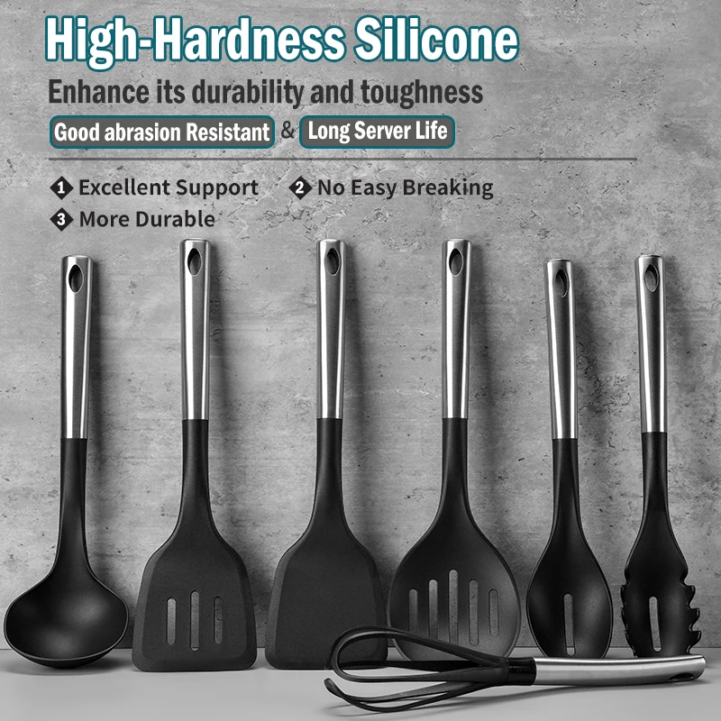 Stainless steel handle silicone spatula non-stick silicone spatula frying cooking spoon spatula silicone kitchenware TB9195