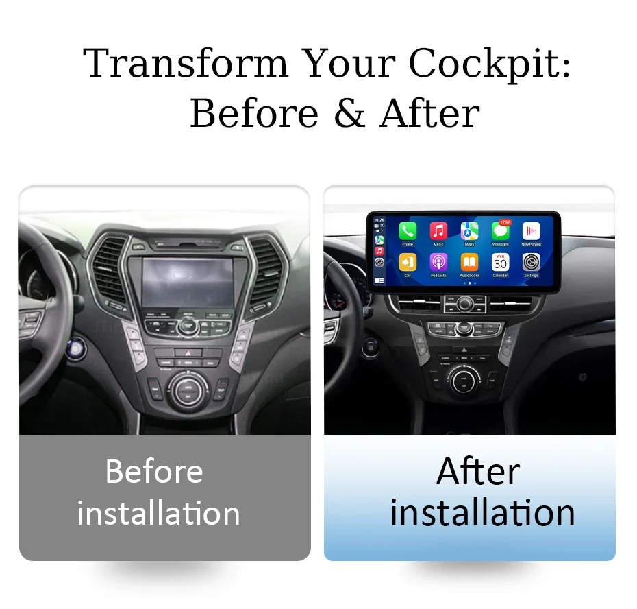 for Hyundai Santa Fe IX45 2013-2017 12.3 inch Car Radio GPS Navi Android 16 Wireless CarPlay Android Auto IPS Touch Screen DSP