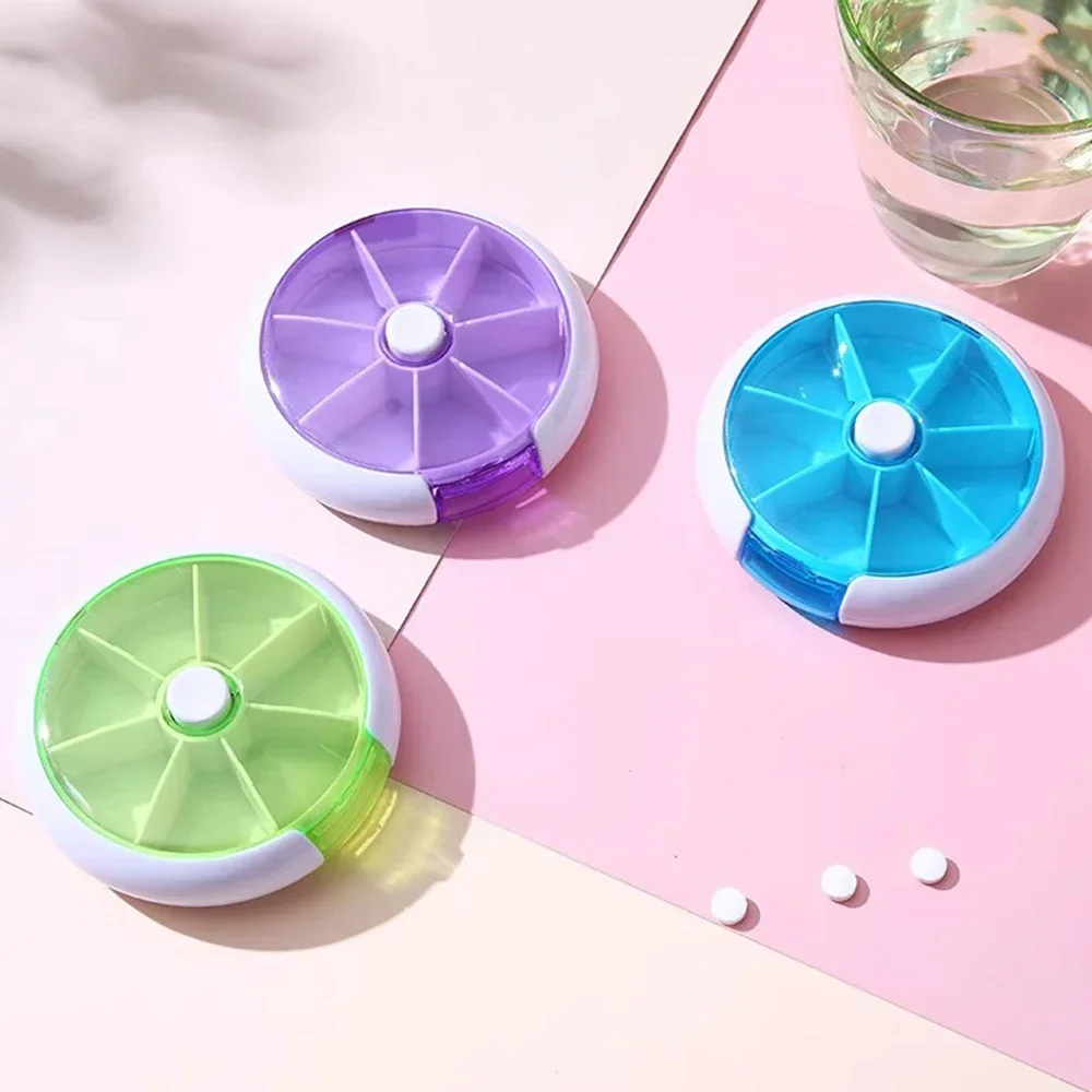 Pastillero Portable Pill Box Weekly Rotating Split Fruit Points Drug Carry with You Mini Medicine Boxs Medicine Travel Pillbox