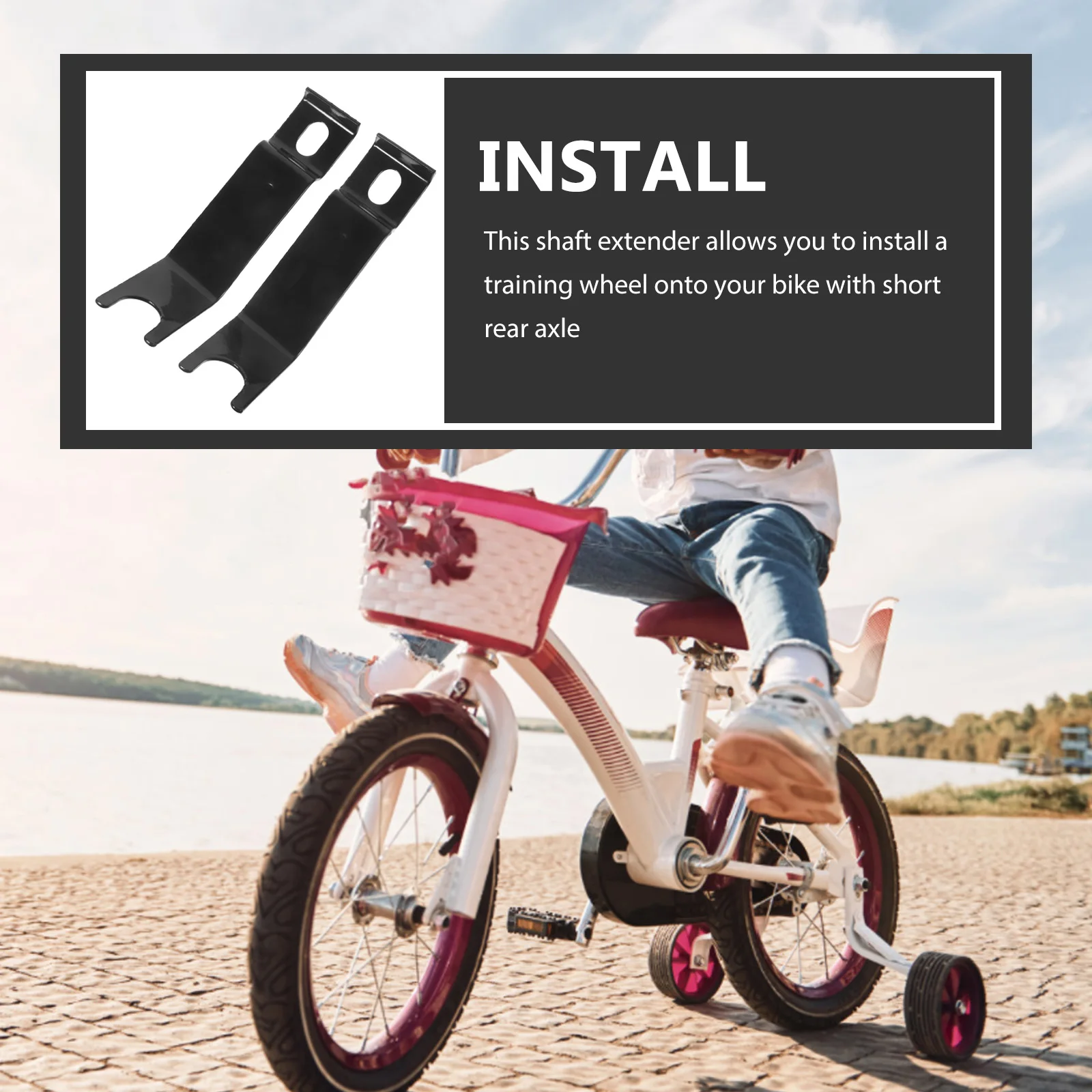 

High-Strength Iron Auxiliary Wheel Positioner Axle Extension Stabilizer for Kids Bike Training Wheels Sturdy Bike Axle