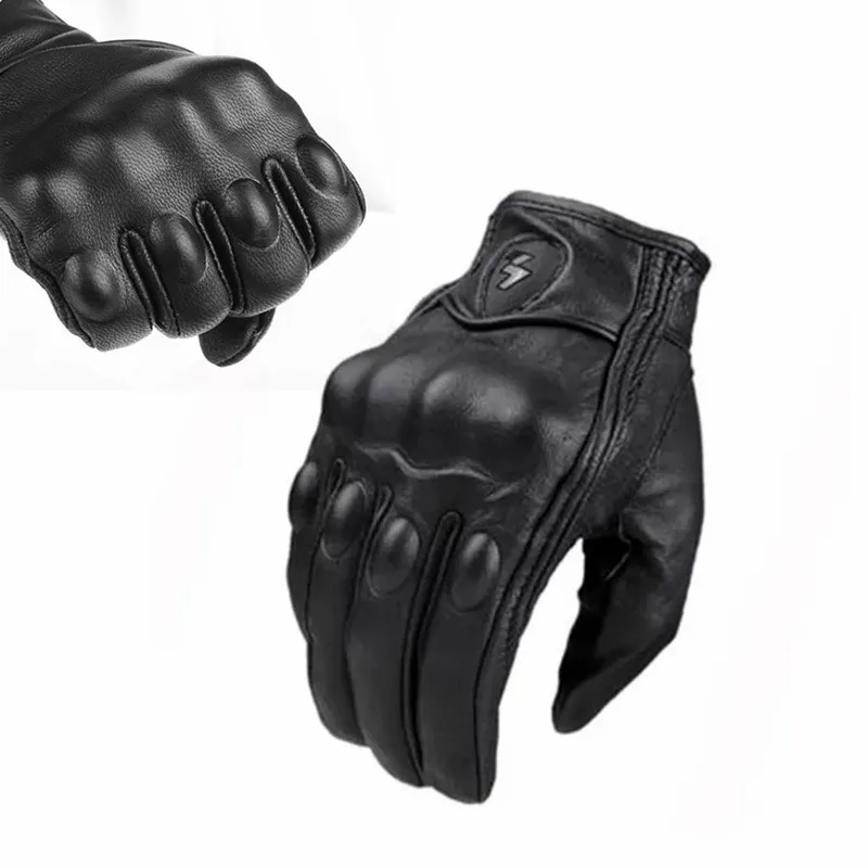 

Motorcycle Gloves black Racing Genuine Leather Motorbike black Road Racing Glove men summer winter