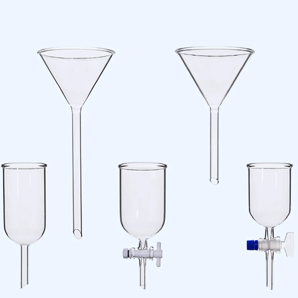 50 100 200 300 500 1000ml Boro Glass cylindrical Round Funnel Labrotary Glassware Chemical Experiment