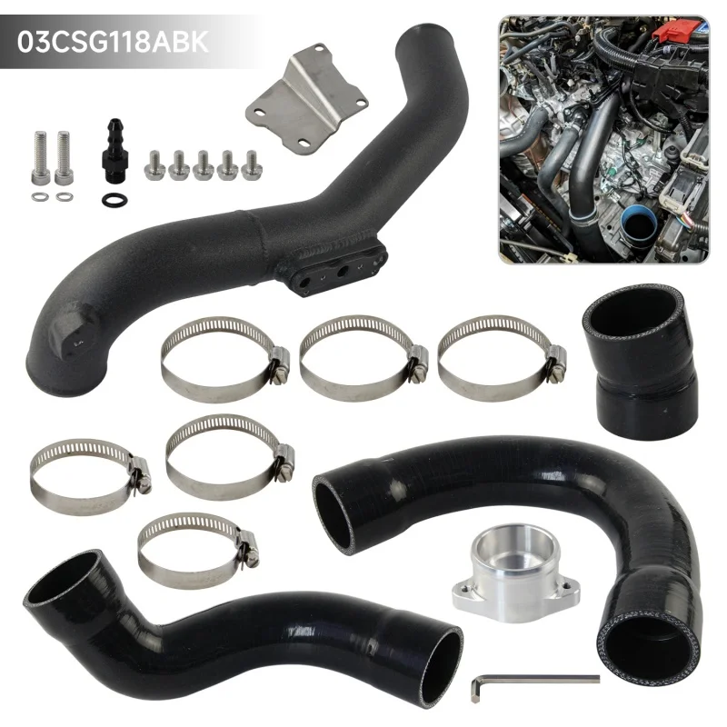 Turbo-Ladeluftkühler-Aluminiumrohr-Upgrade-Schlauchkit für 2022+ Honda Civic & Si 1.5T 1.5L Turbomotor Schwarz