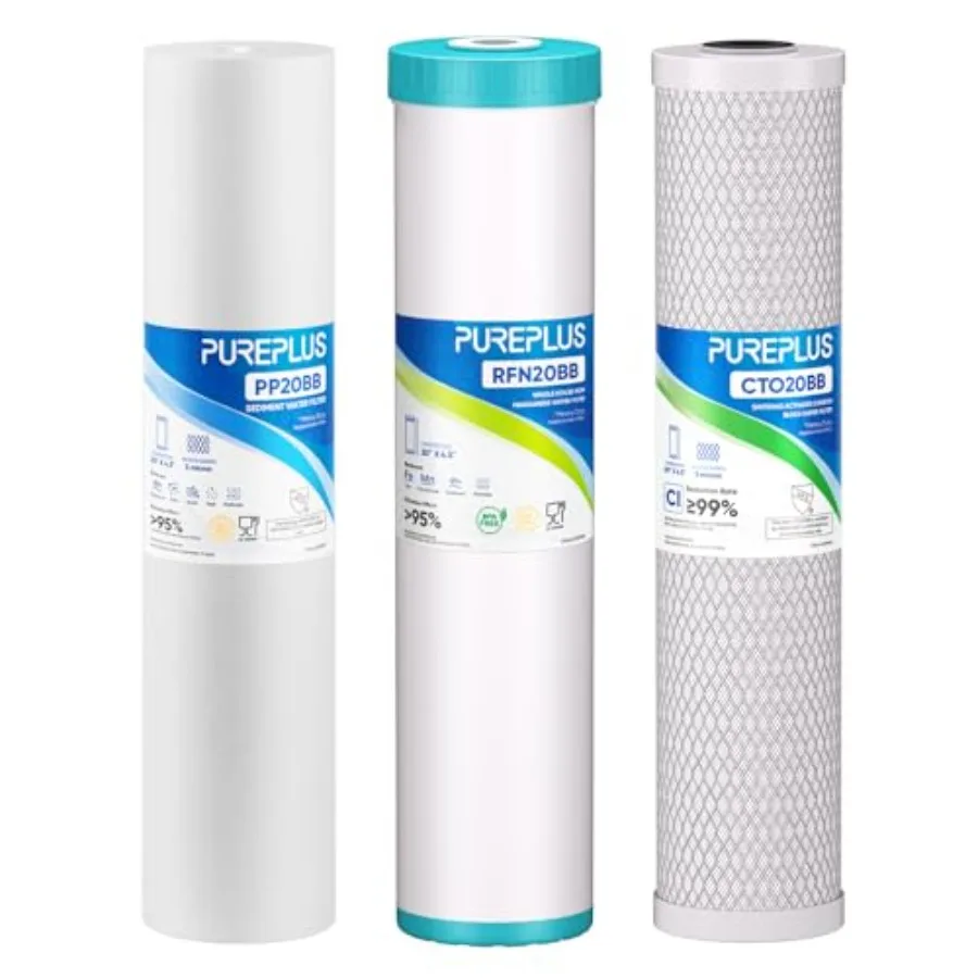 

4.5"x20" 3-Stage Whole House Water Filter Cartridge Sediment Iron andManganese Reduction Carbon Block Replacement for F3WGB32BM