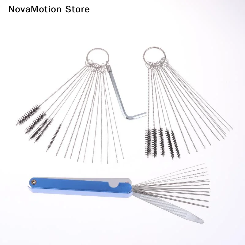 1 Set Carburetor Carbon Dirt Jet Remove Cleaning Needles Brushes Cleaner Tool For Automobile Motorcycle ATV Welder Carb Chainsaw - view 2