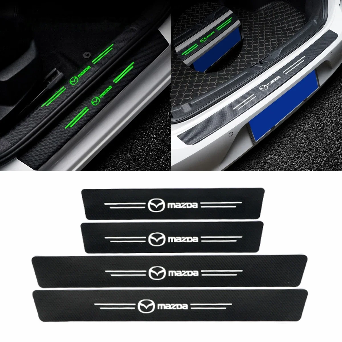 Luminous Car Threshold Anti-Scratch Sticker Trunk Decals Badge for Mazda 3 RX8 RX7 MX3 Axela 6 Atenza MX5 CX9 CX5 CX7 323 626