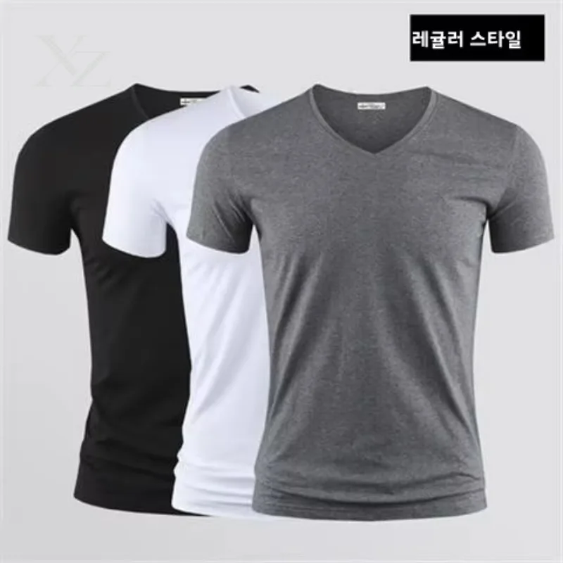 Premium Ice Silk Modal Men's Slim Fit Round Neck Short Sleeve Tight Base T-Shirt Business Casual Popular Polyester