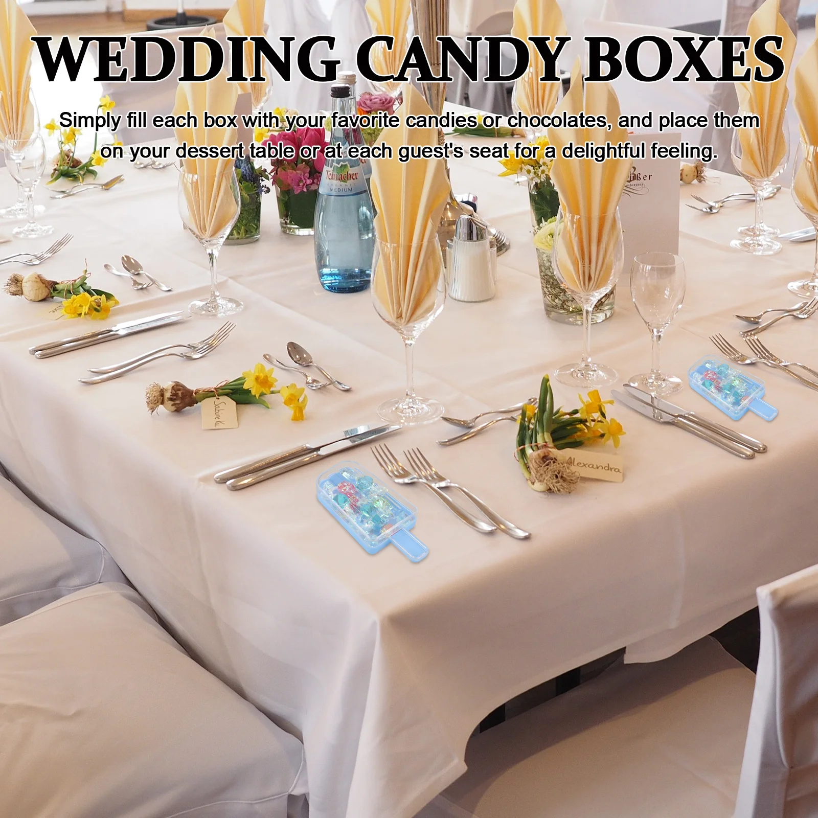 

12Pcs Ice Cream Candy Boxes Transparent Wedding Candy Containers Reusable Party Favor Holders Chocolate Treat Holders