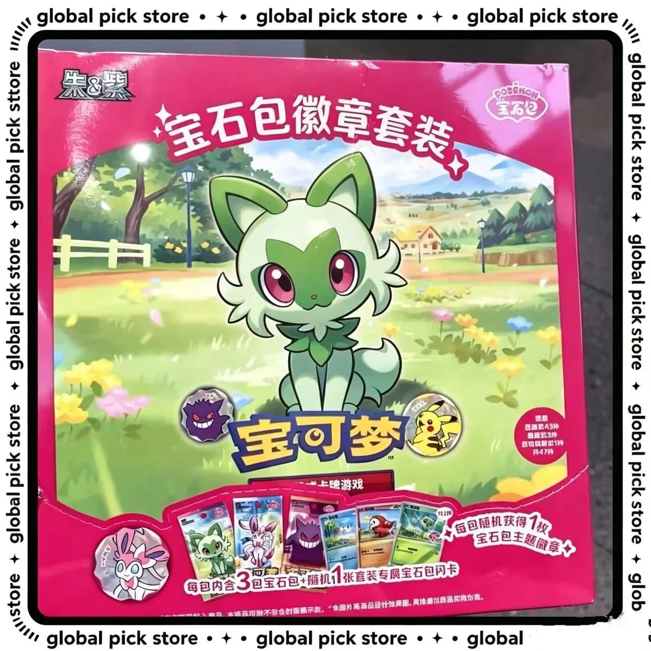 Pkm Tcg Simplified Chinese Edition: Alola Region (Red & Blue) Gem Pack Badges Set - Random Badges Card Collection Blind Box Gift
