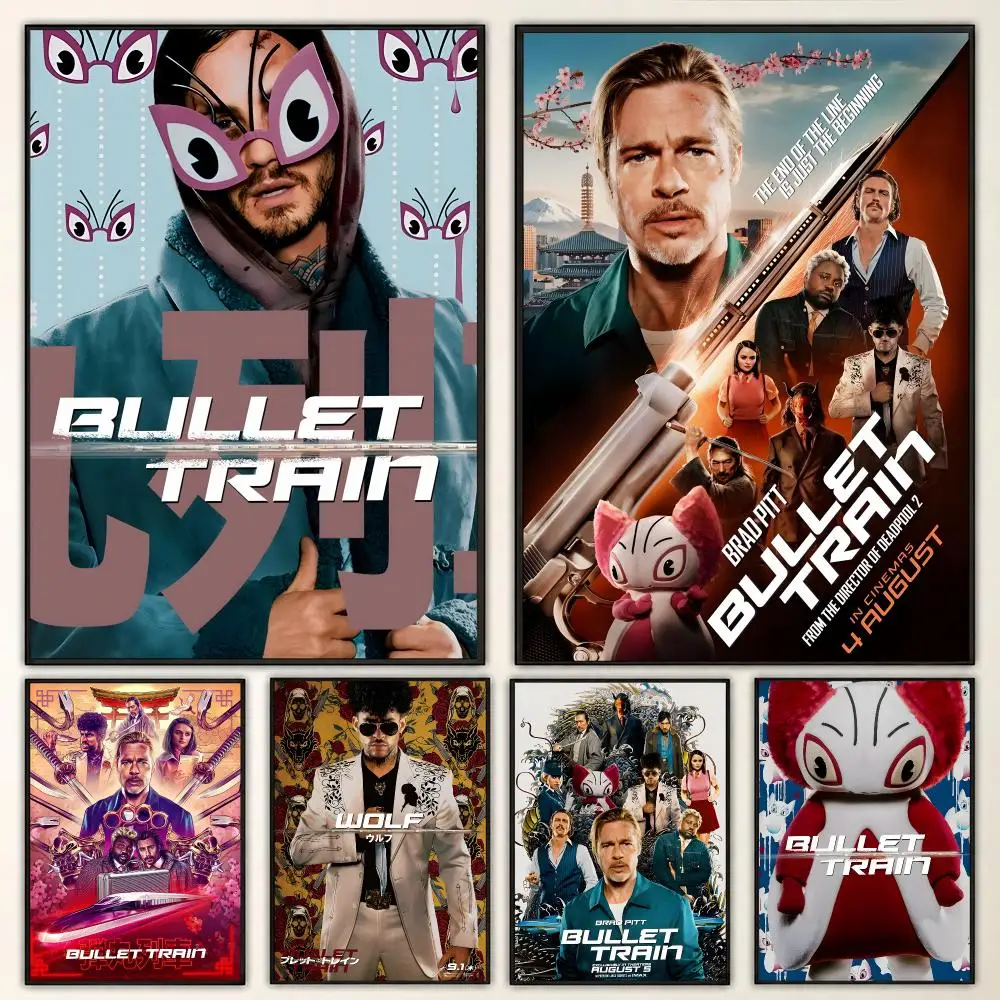 Bullet Train Action Thriller Movie Neon City Adventure Poster Aesthetic Art Print for Bedroom & Living Room Decor, Unframed