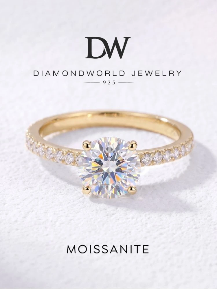 DWJ 1-2 ct Echter Moissanit Diamant Ringe für Frauen Große Solitär Hochzeit Echt 925 Sterling Silber Designer Luxus Edlen schmuck