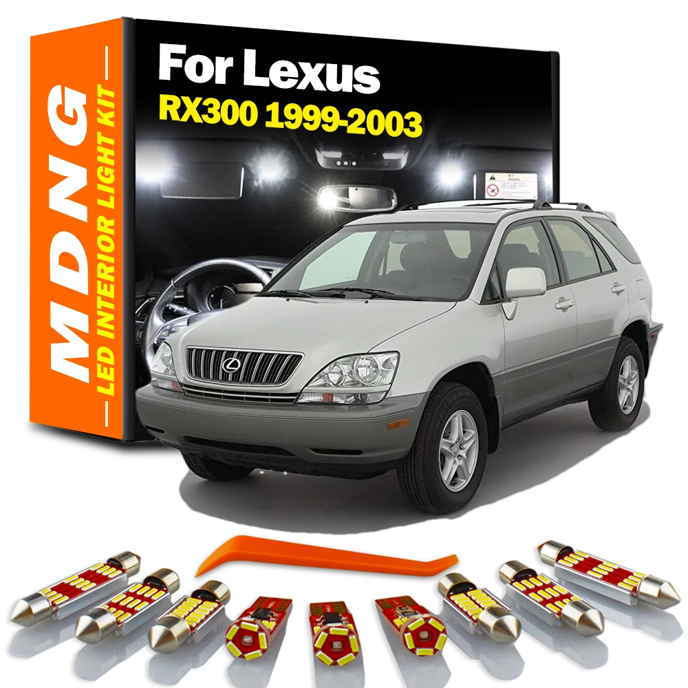 MDNG 9Pcs Canbus Interior Car LED Dome Trunk Lights Kit For Lexus RX300 1999 2000 2001 2002 2003 Courtesy License Plate Lamp