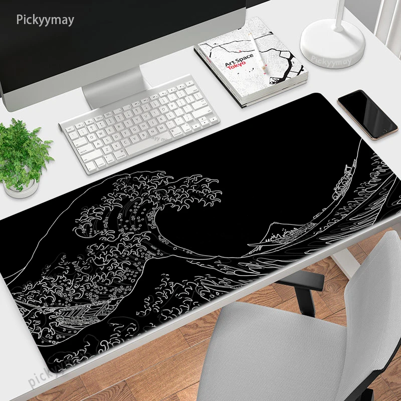 Large Mousepad Japan Great Wave Mousepads Keyboard Mat Deskpad Pc HD Desk Mats Company Mouse Pad Minimalist White Mouse Mat