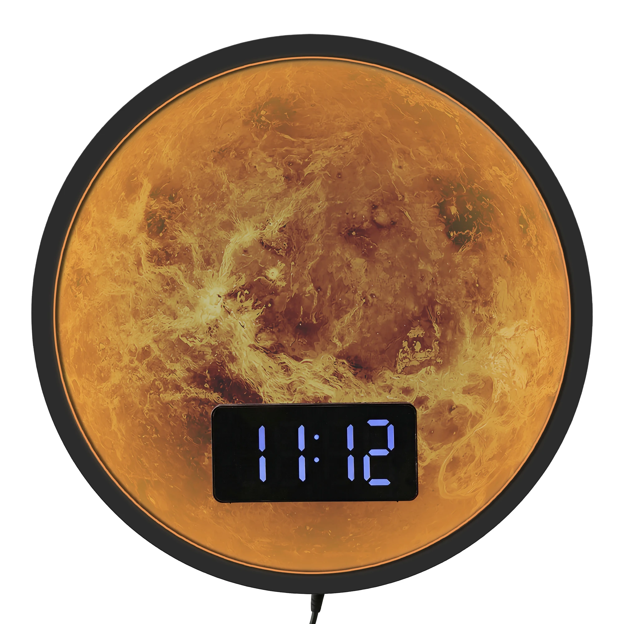 Venus Space Planet LED Lighting Wall Clock With Night Light Outer Space Home Decor Soft Glow Ambient Bedside Clock USB Powered