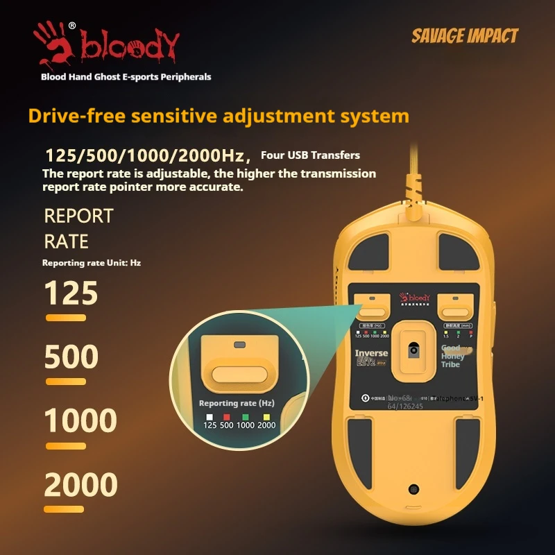 

Проводная мышь A4tech Bloody Savage Impact ES72Ultra 2 кГц, 20 к точек на дюйм, легкая эргономичная легкая проводная игровая мышь, аксессуары