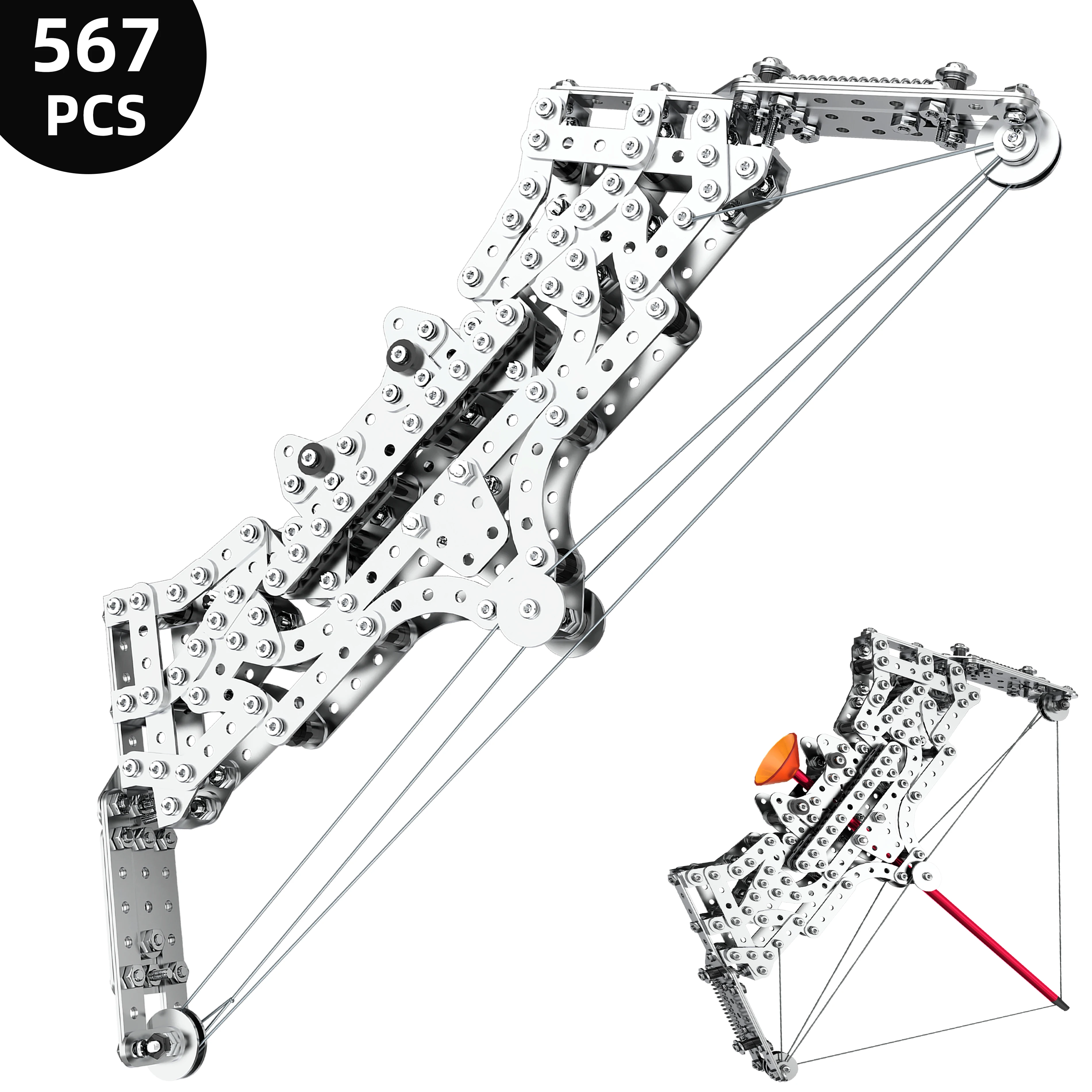 

Механическая модель 3D-головоломки с луком и стрелами, 567 предметов, подходит для подарка на день рождения или рождественский подарок.