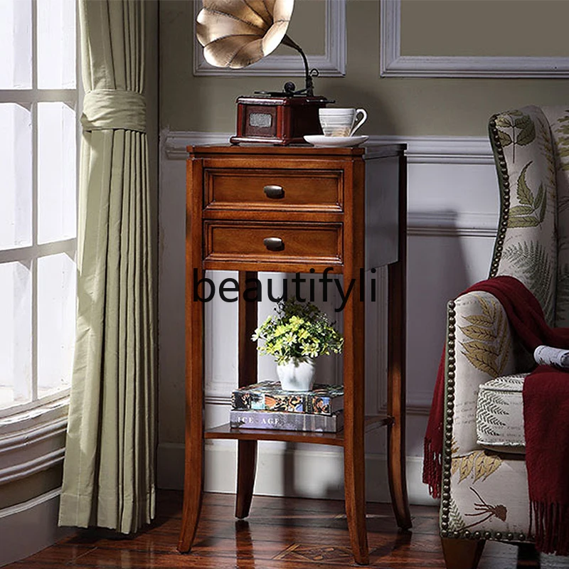 

Sofa Side Cabinet Living Room Decorative Flower Stand American Style Balcony Storage Rack Corner Cabinet Side Table