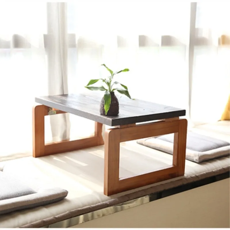 Tatami table Coffee Solid wood sitting low Kang  several foldable bay window Tea table