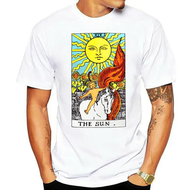 Sun Card T-Shirt Occult Divination Psychic Fortune Teller Luck Male Designing T Shirt top tee