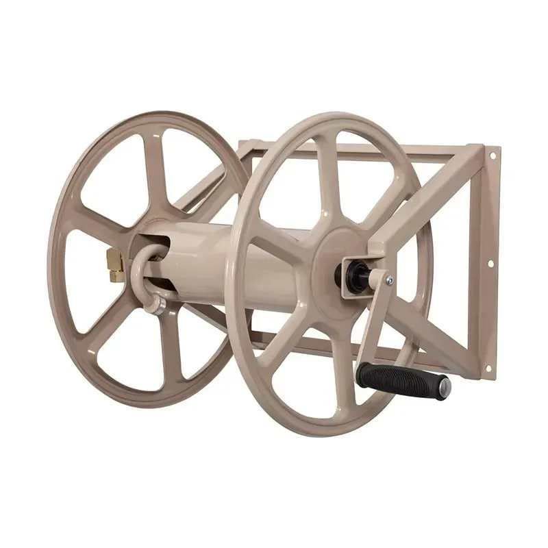 Metal Wall and Floor Mount Hose Reel Brackets Heavy Duty Garden Water Hose Holder Storage Rack for Outdoor Yard Garage Use