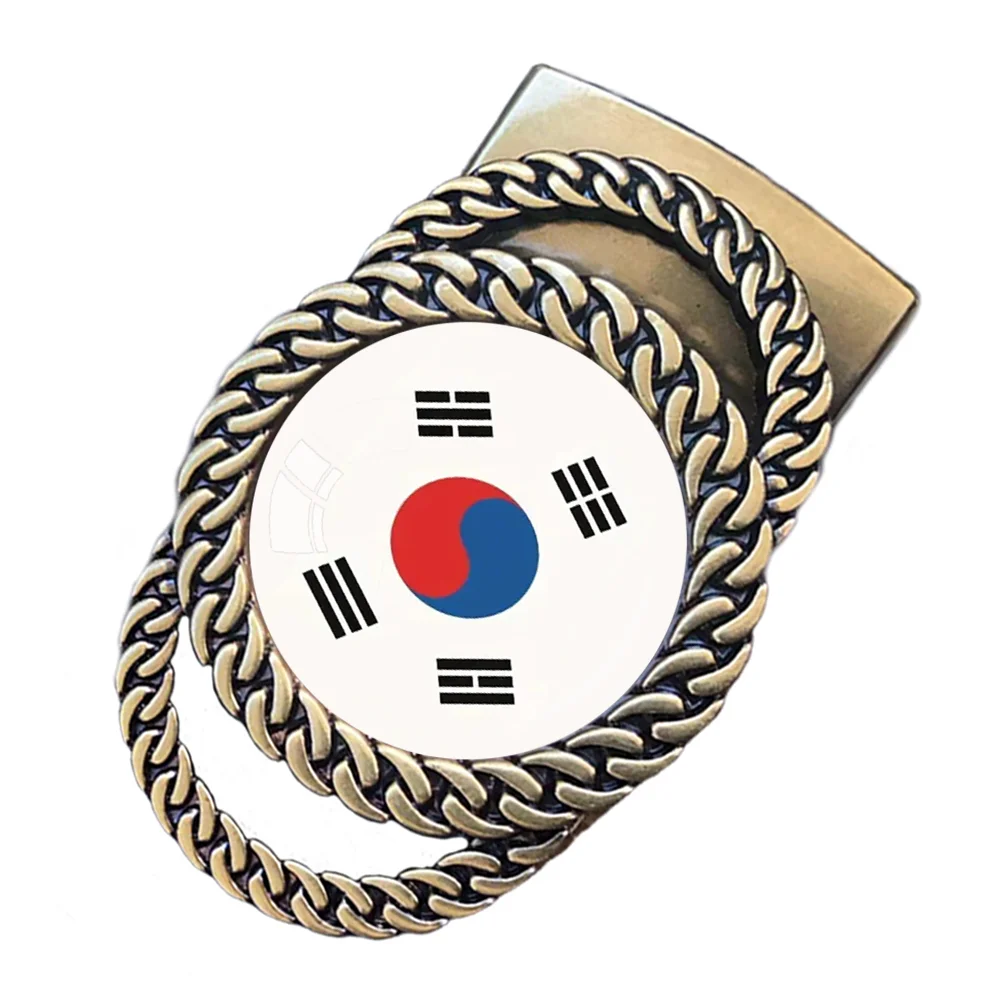 Korean national flag pattern automatic ratchet belt buckle fashion personalized waist accessory best gift for patriots