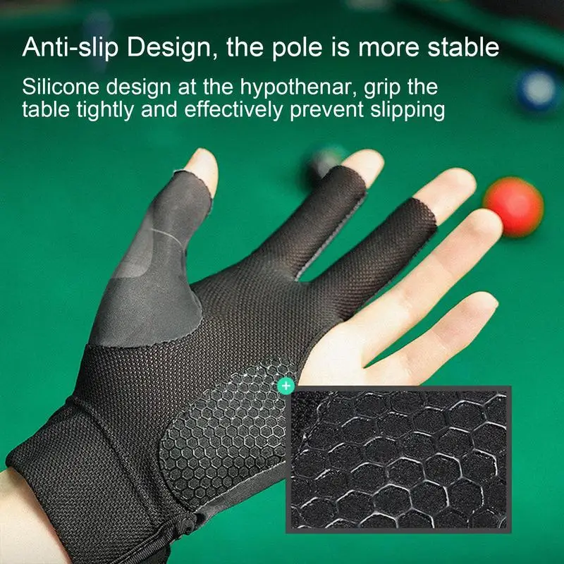 NEW Open Three Finger Billiard Pool Gloves Polyester Spandex Snooker Billiards Gloves Smooth Soft Portable Training Accessories