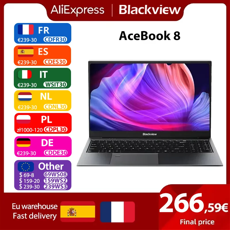 Blackview AceBook 8 Laptops 15.6 inch 12th Gen Intel Alder Lake N97 16GB RAM 512GB SSD(up to 1TB) Windows 11 Fingerprint unlock